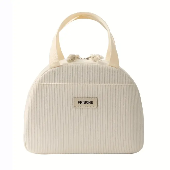 Sac à déjeuner isolé, sac à main de grande capacité, sac à déjeuner isolé en velours côtelé, boîte à