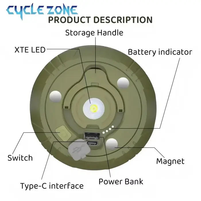 Lampe de camping LED avec bande lumineuse enroulable