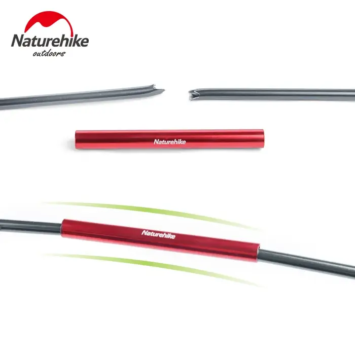 NatureHike 4 pièces Tube de réparation pour poteau de tente en alliage d'aluminium rouge, accessoires de camping en plein air, tube de réparation pour tige unique, adapté