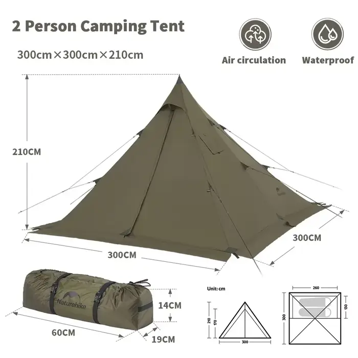 Tente pyramidale Naturehike 2025, tente de camping Ranch Fire, tente d'extérieur multi-mode, ignifug