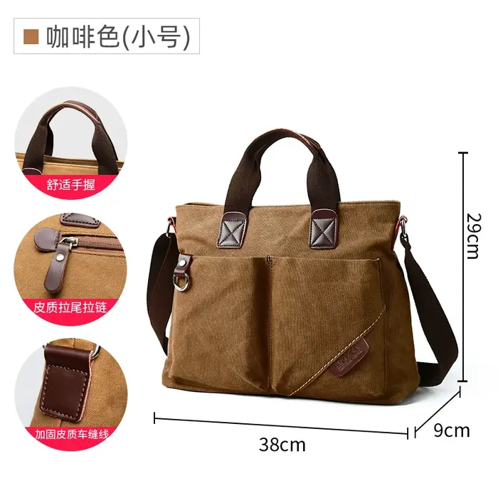 MATE ELAN toile hommes 15.6 pouces sac à main pour ordinateur portable rétro sac à bandoulière Vinta