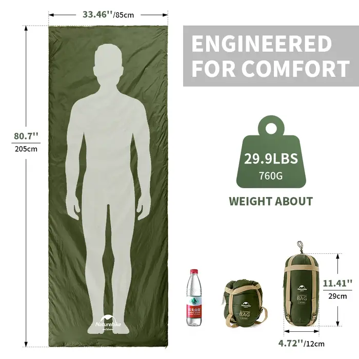 Naturehike lw180 sac de couchage ultraléger coton sac de couchage printemps été sac de couchage en p