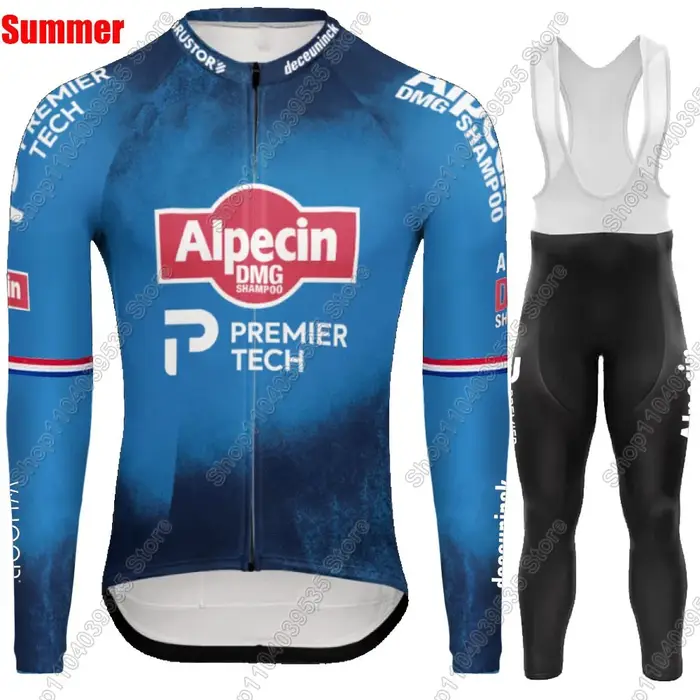 Alpecin Deceuninck 2026 Van Der Poel Maillot de cyclisme gris à manches longues ensemble été hiver c