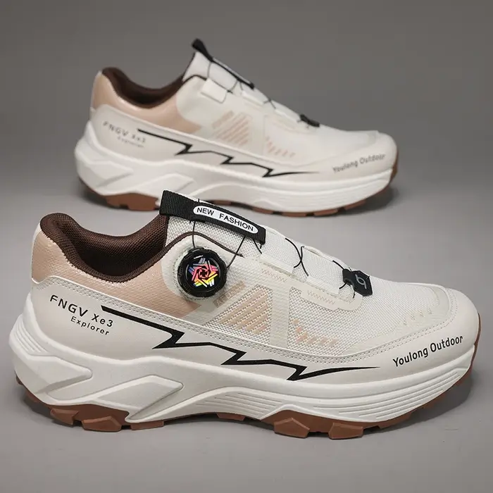 Chaussures de randonnée pour hommes, baskets tendance et stylées, maille respirante avec boucle rota