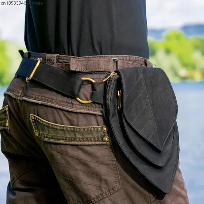 Sac de randonnée et de cyclisme AP pour l'extérieur avec plusieurs compartiments, rabat, fermeture éclair, ceinture de taille, poches suspendues, sac banane de sport, accessoire de cosplay