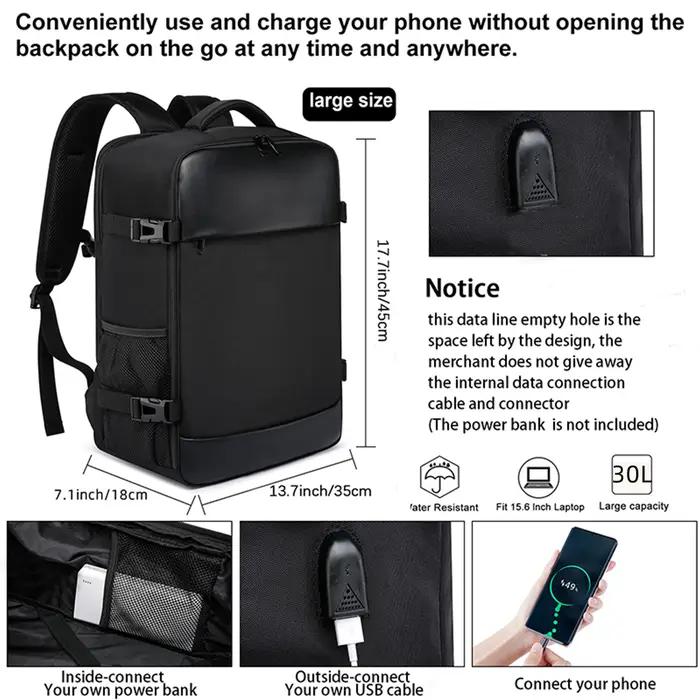 Ryanair 40x20x25 et easyjet 45x36x20 sac de cabine sac à dos de voyage unisexe sac à dos pour ordinateur portable sac à