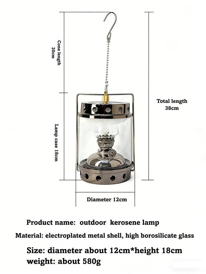 Lampe à kérosène d'extérieur, lanterne de camping portable, lampe à huile vintage pour tente suspendue, lumière d'ambiance pour le camping, randonnée et survie