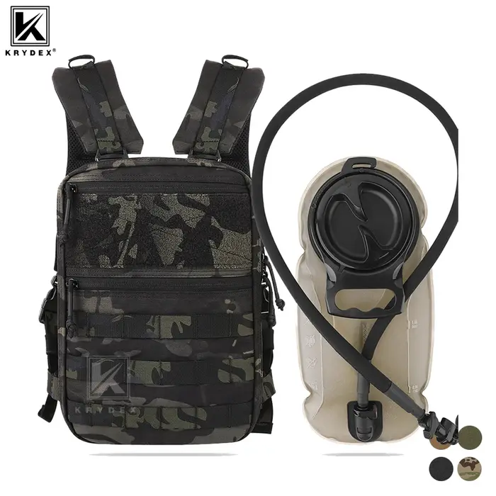 Sac à dos d'hydratation tactique KRYDEX 1,5 L, poche à eau de 50 oz, sac de transport, accessoires de randonnée et de voyage en plein air