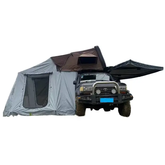 Tente de toit à ouverture latérale avec annexe, abri solaire personnalisé pour pick-up, abri de camping extérieur