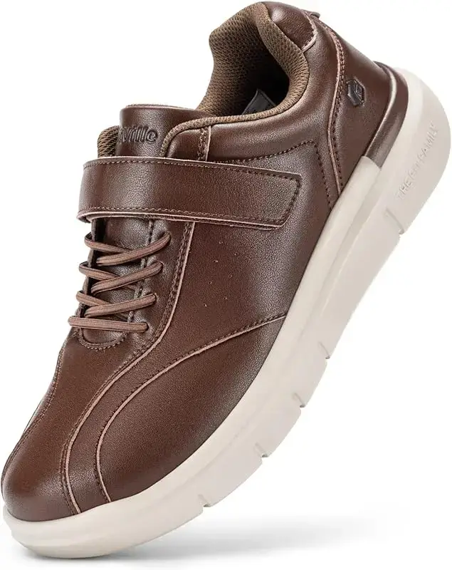 FitVille Chaussures de marche larges pour hommes, décontractées et confortables, style Oxford, légèr