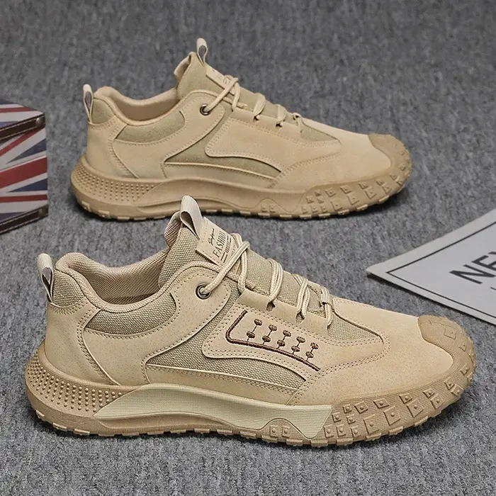 Chaussures de randonnée luxueuses pour hommes, respirantes, à enfiler, bottes de travail décontractées d'automne, antidérapantes et résistantes à l'usure pour le bureau et le chantier