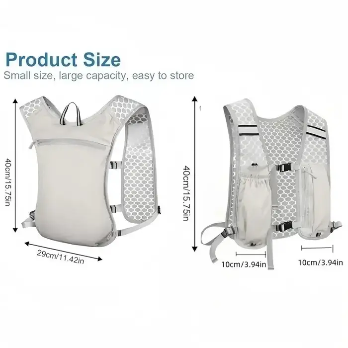 Gilet de course à pied avec bouteille d'eau, léger, respirant, poches de rangement extra-larges, sacs d'hydratation pour femmes et hommes
