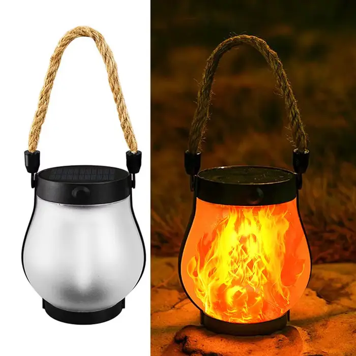 Lampe à flamme solaire USB Rechargeable Camping lumière suspendue cour décoration jardin lanterne