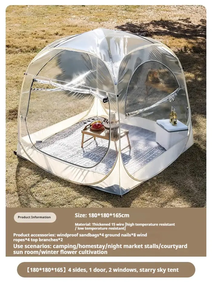 Tente transparente sphérique pour camping en plein air, ciel étoilé, maison à bulles, salon de soleil quatre saisons, restauration, ySigned, nuit