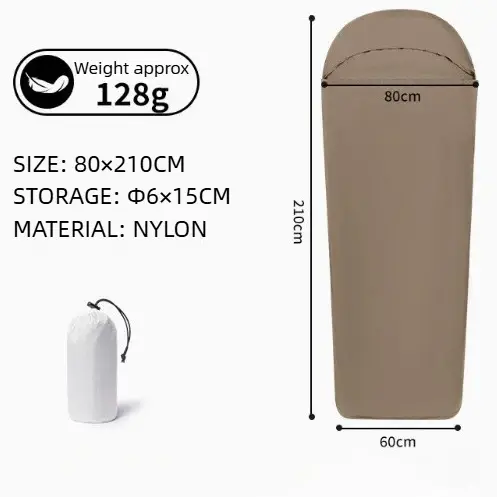 Doublure de sac de couchage en nylon ultralégère, douce, agréable pour la peau, légère, compacte, la