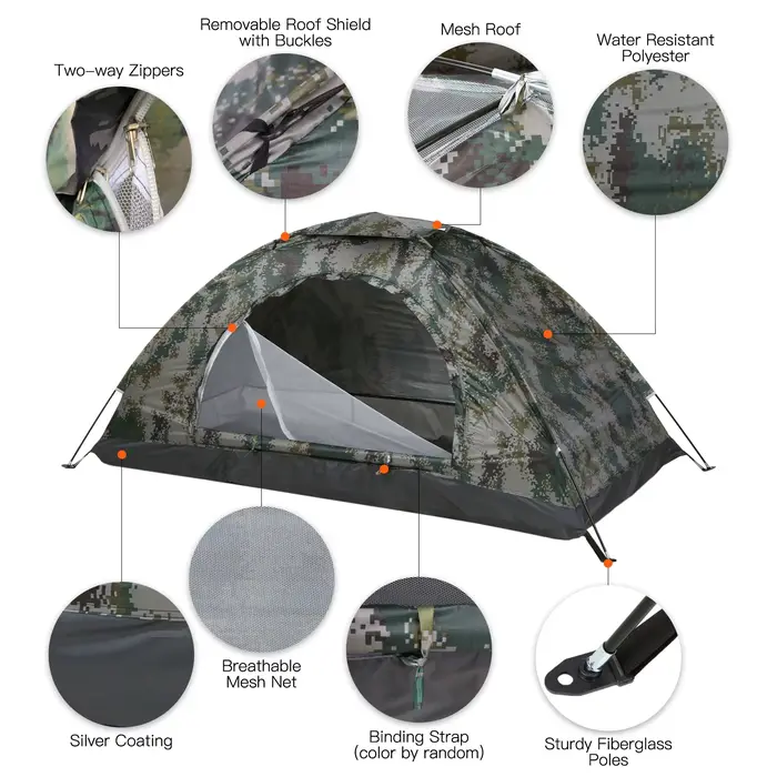 Tomshoo – tente de Camping ultralégère pour 1/2 personnes