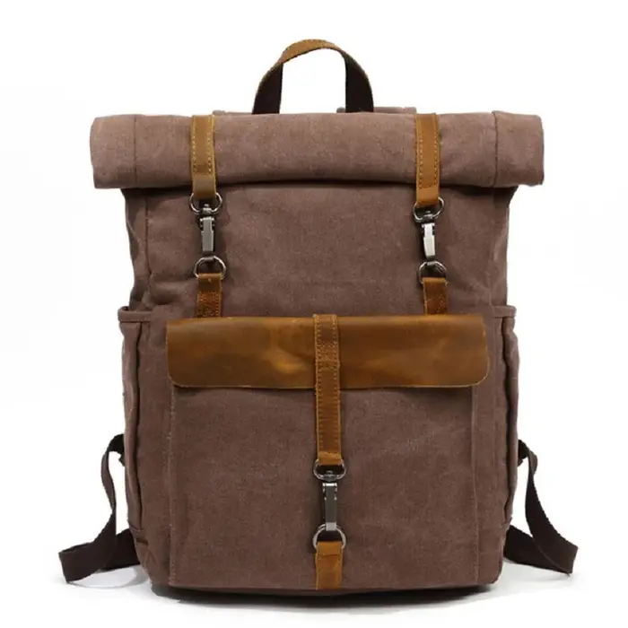 Vintage toile cuir sacs à dos voyage sac à dos pour ordinateur portable sacs d'école pour adolescent
