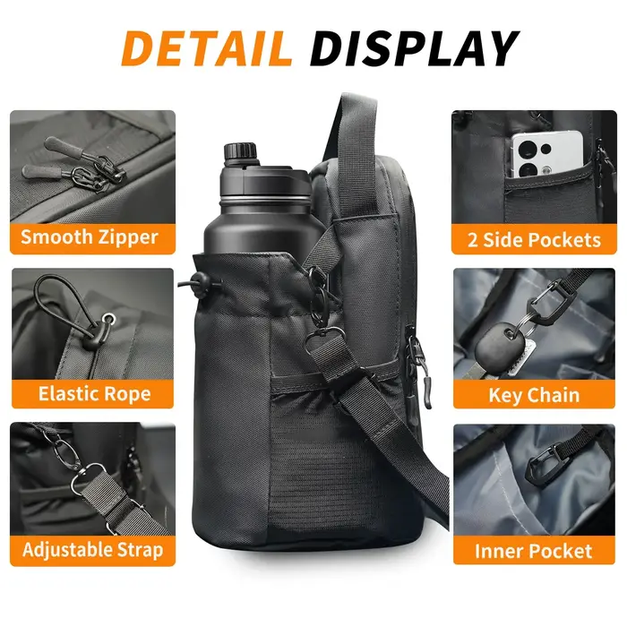 Sac de sport magnétique avec 3 aimants pour femmes et hommes, porte-bouteille magnétique avec sangle et poche pour téléphone