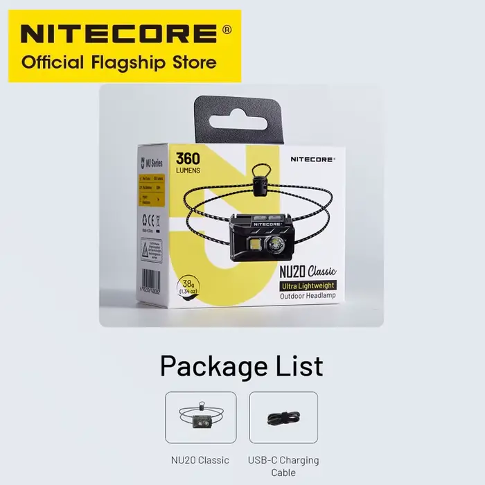 NITECORE NU20 lampe frontale Rechargeable USB-C classique 38 g phare Ultra léger pour sac à dos Camping en plein air