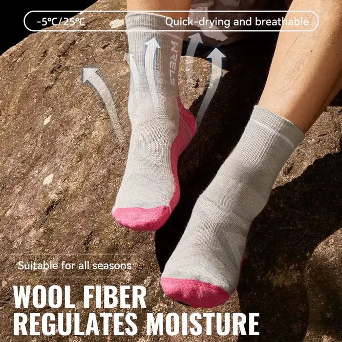 WRELS 1/2/3 paires chaussettes en laine mérinos thermique chaud hiver haute élastique épais