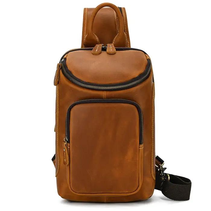 Luufan-Sac de poitrine en cuir véritable pour homme