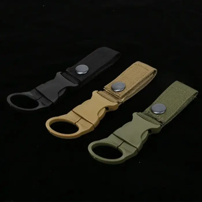 Mousqueton de fixation pour bouteille d'eau d'extérieur, en sangle nylon, pour ceinture, sac à dos, 