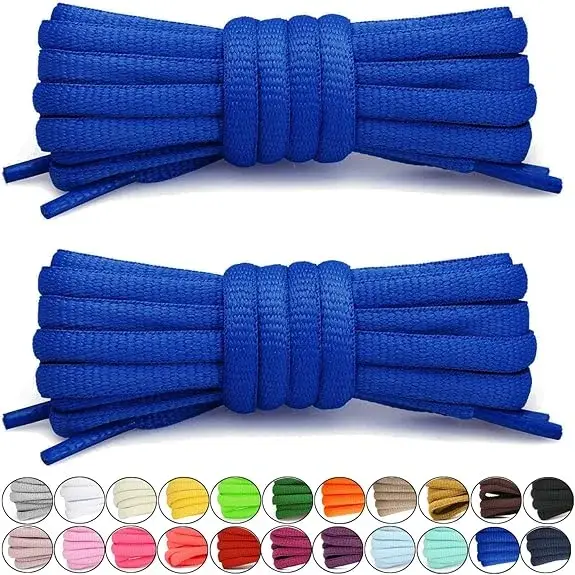 Lacets ovales 9MM, lacets semi-circulaires épais pour baskets montantes et basses, en polyester et soie, lacets de haute qualité, 18 couleurs, 1 paire