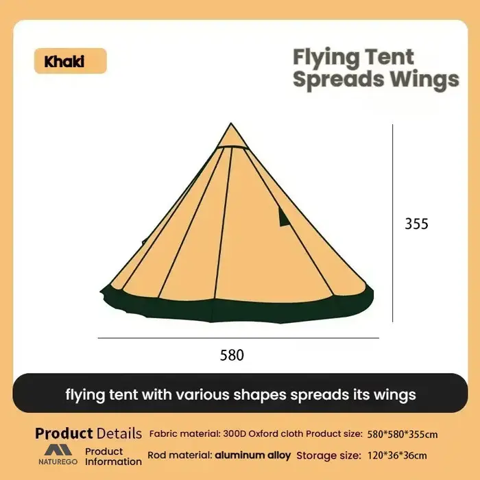 Tente de camping modifiable portative de luxe de la tente 5.8m de Tipi avec le tissu d'Oxford