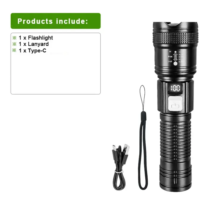 Lampe torche haute puissance, super puissante, rechargeable, LED la plus puissante, longue portée, l