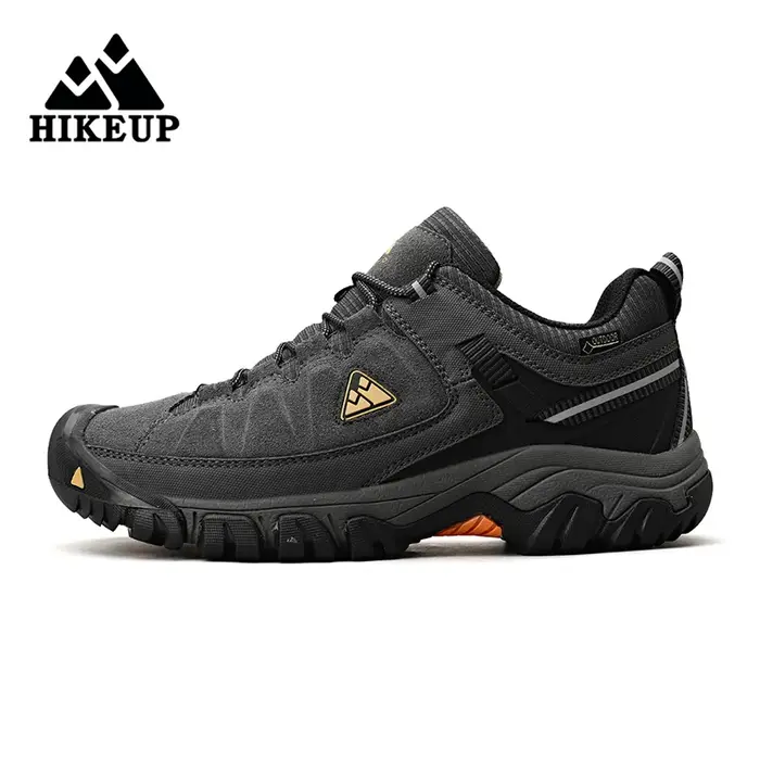HIKEUP-Chaussures de randonnée en cuir durable pour hommes, baskets de marche en plein air, semelle 