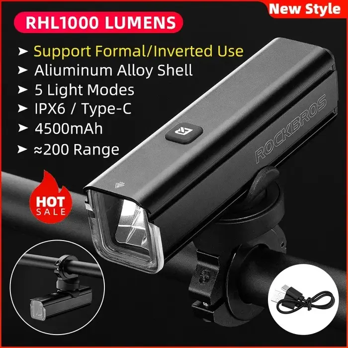 ROCKBROS vélo lumière 1000LM type-c charge
