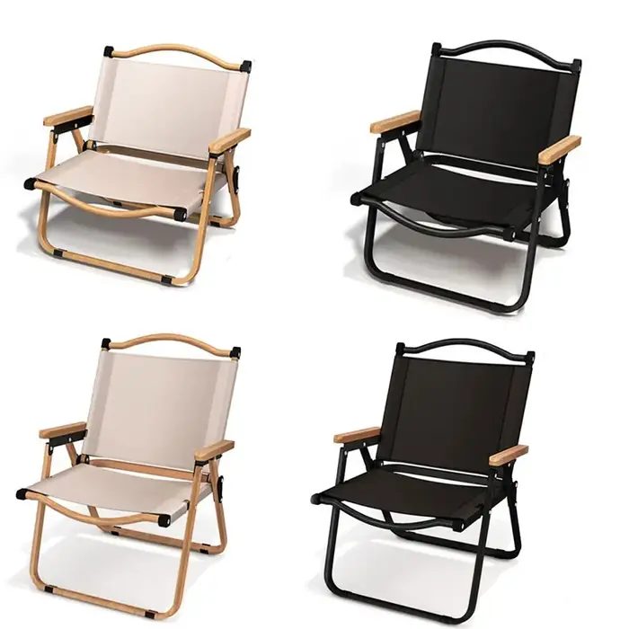 Chaise pliante portable en alliage d'aluminium et bois Mars, équipement de camping en plein air, 2 p