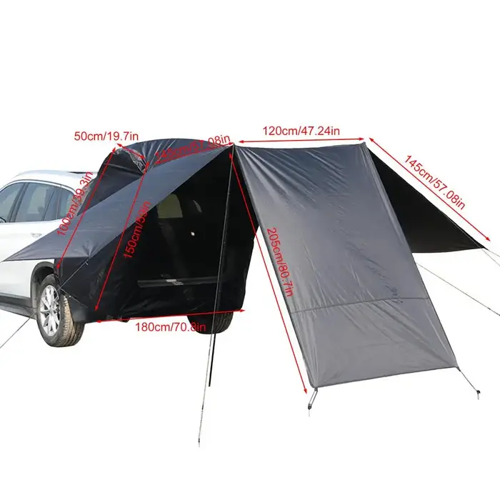 Tente de coffre de camping portable pour SUV, porte arrière de voiture, ombre arc-en-ciel à 3 côtés,