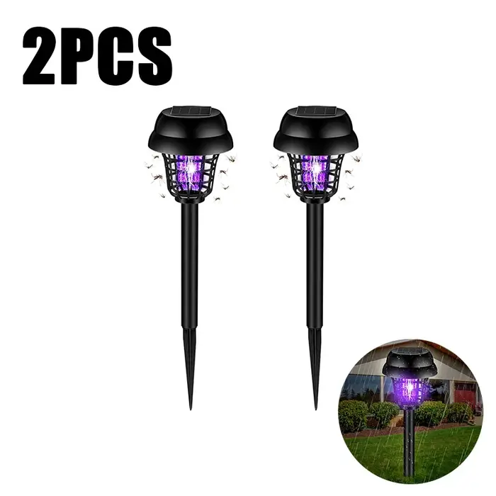 Lampe anti-moustiques solaire étanche 2 en 1 : éclairage et répulsif pour l'intérieur, l'extérieur, 