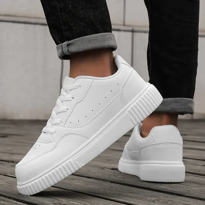 Baskets unisexes toutes saisons, chaussures décontractées pour hommes, chaussures à plateforme épaisse pour femmes, couleur unie, à lacets, chaussures minimalistes pour couples.