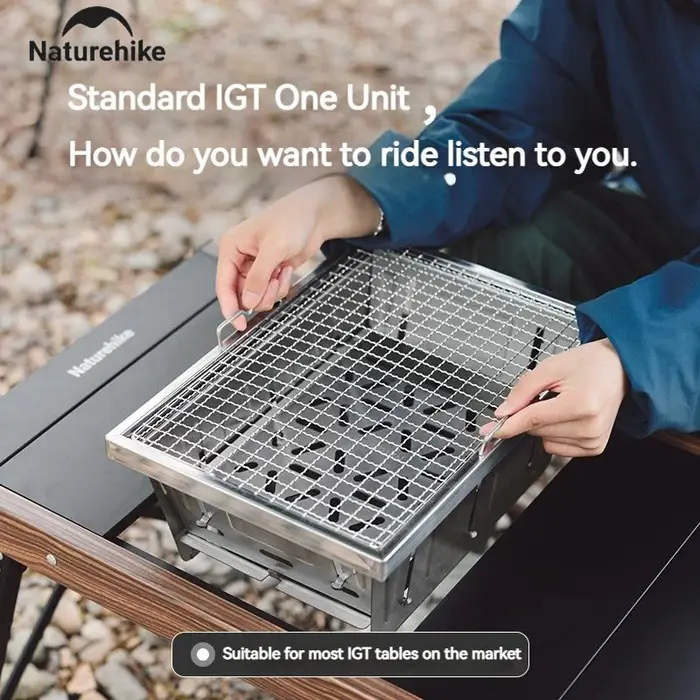 Natureifa-Grill à charbon de bois portable en acier inoxydable