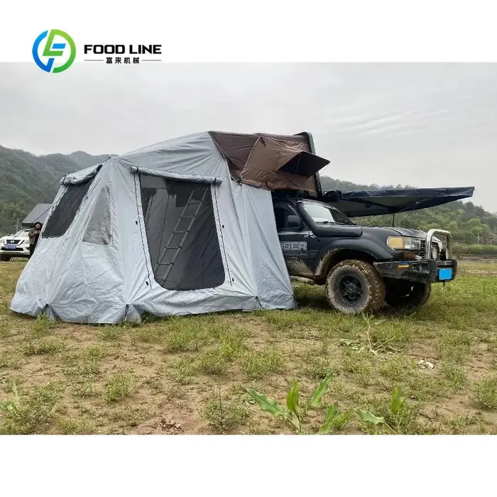 Tente de toit à ouverture latérale avec annexe, abri solaire personnalisé pour pick-up, abri de camp