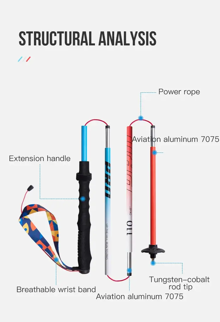 AONIJIE E4207-Bâton de Randonnée Unisexe en Alliage d'Aluminium, 4 Sections, Bâton de Marche de Fond