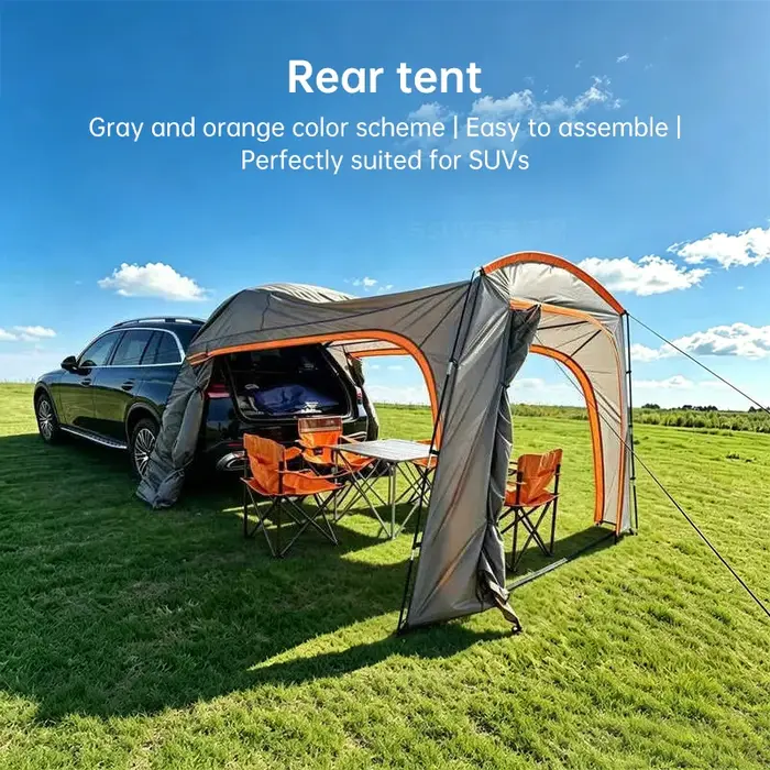 Tente de camping extérieure pour voiture, tente arrière pour véhicule SUV, tente pare-soleil et imperméable pour tourisme en autonomie, grand espace, auvent de camping, tente de hayon