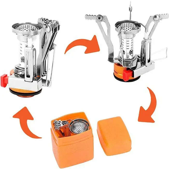 Réchaud à gaz portable pour camping, accessoires de camping, cuisinière de pique-nique ultra-légère en alliage d'aluminium, four de survie pour extérieur