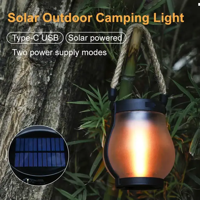 Lampe à flamme solaire USB Rechargeable Camping lumière suspendue cour décoration jardin lanterne