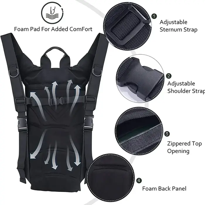 Sac à eau imperméable 3L pour sports de plein air, sac à dos pratique pour les voyages, le cyclisme, la randonnée, bouteille d'eau tactique