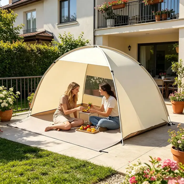 Tente de plage, abri solaire portable, installation facile, tente d'ombrage anti-UV, pour 3-4 person