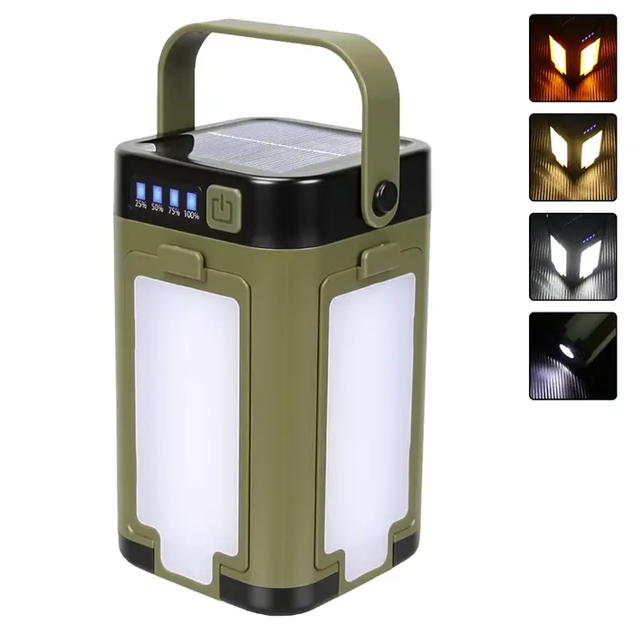 Lampe de Camping LED Rechargeable solaire lampe de tente pliable à 4 feuilles lampe d'ambiance de fe