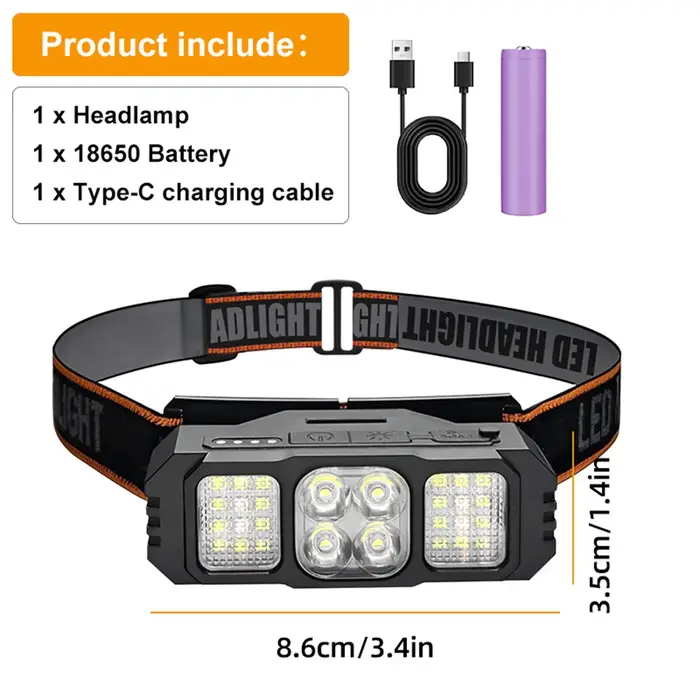 Lampe frontale LED rechargeable