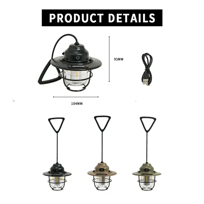 PACOONE – lanterne de Camping Portable rétro