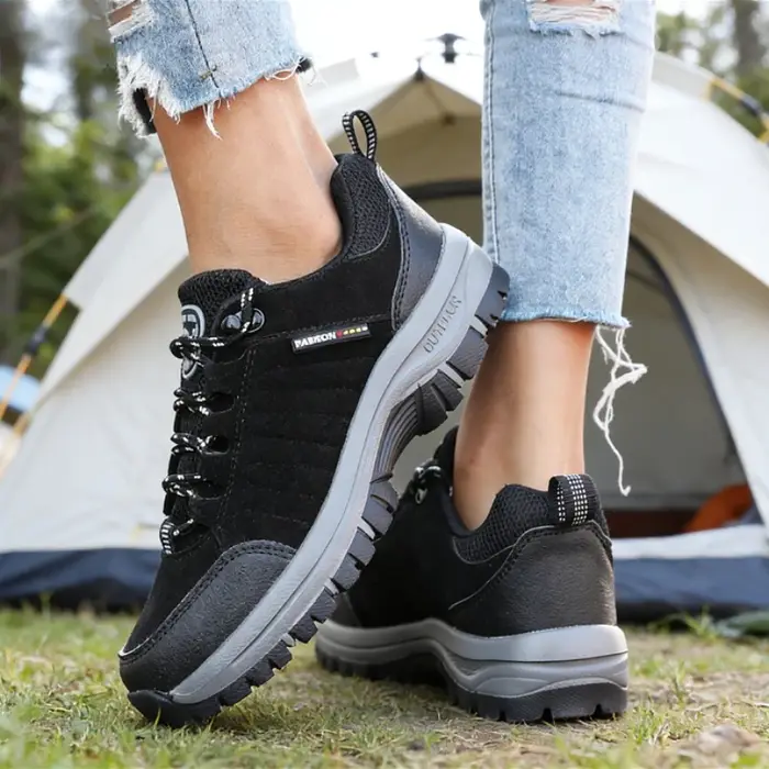 Chaussures de randonnée en daim et cuir pour femmes, baskets tout-terrain, respirantes, résistantes 