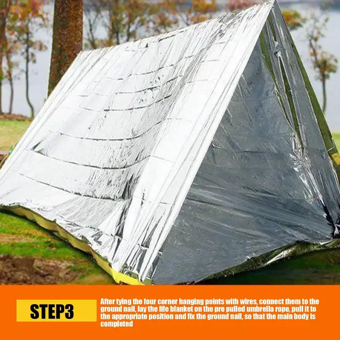Couverture de survie d'urgence extérieure or-argent 160x210cm, imperméable, pour premiers secours, r