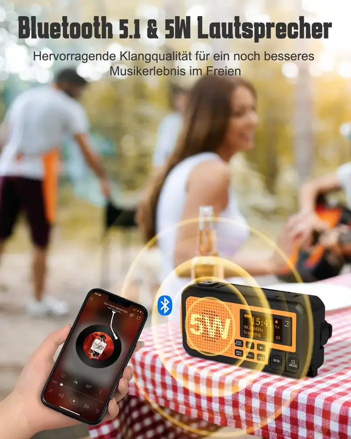 5000mAh FM/DAB + Radio panneaux solaires manivelle solaire Portable