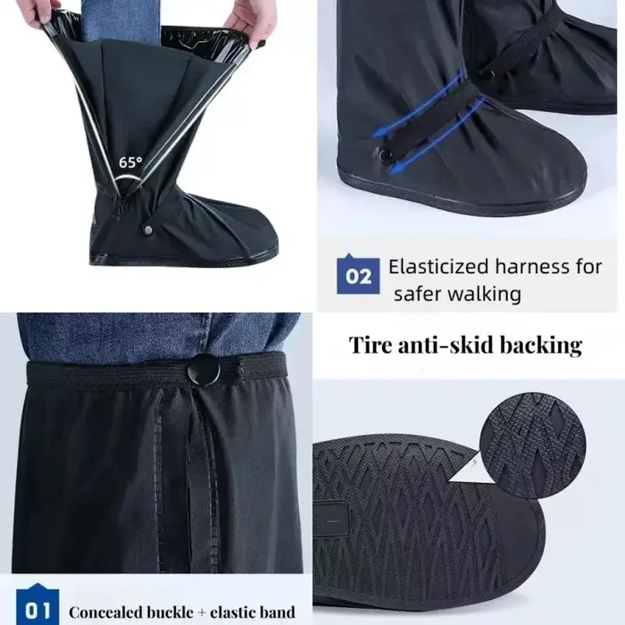 Couvre-chaussures de pluie imperméables à tige haute avec réflecteur